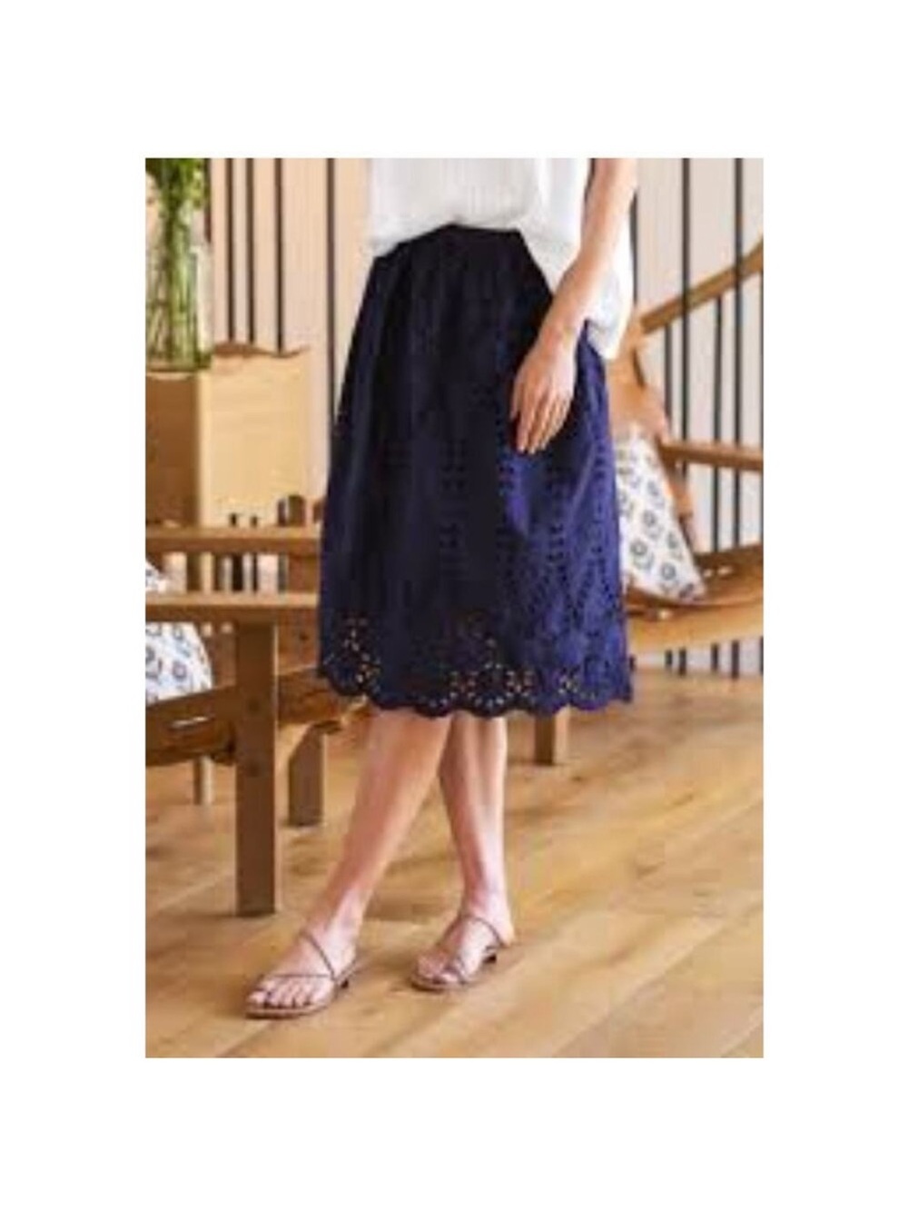 Frank & Eileen Grace Skirt Black Eyelet Cotton Pockets sz Med